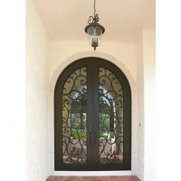 Modern house wrought iron door glass