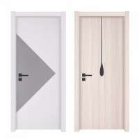 Plain office interior solid wood swing door with glass